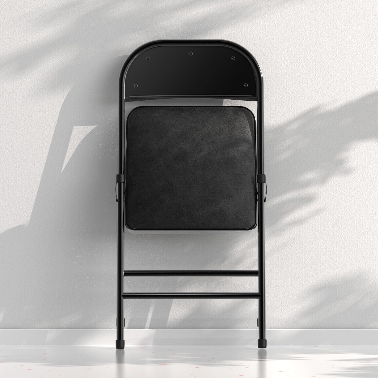 Nazhura 4 Pack Folding Chairs with Padded Vinyl Cushion Chairs with Comfortable Cushion and Durable Steel Frame for Home and Office, for Indoor and Outdoor Events (Black Vinyl Padding 16 Pack)