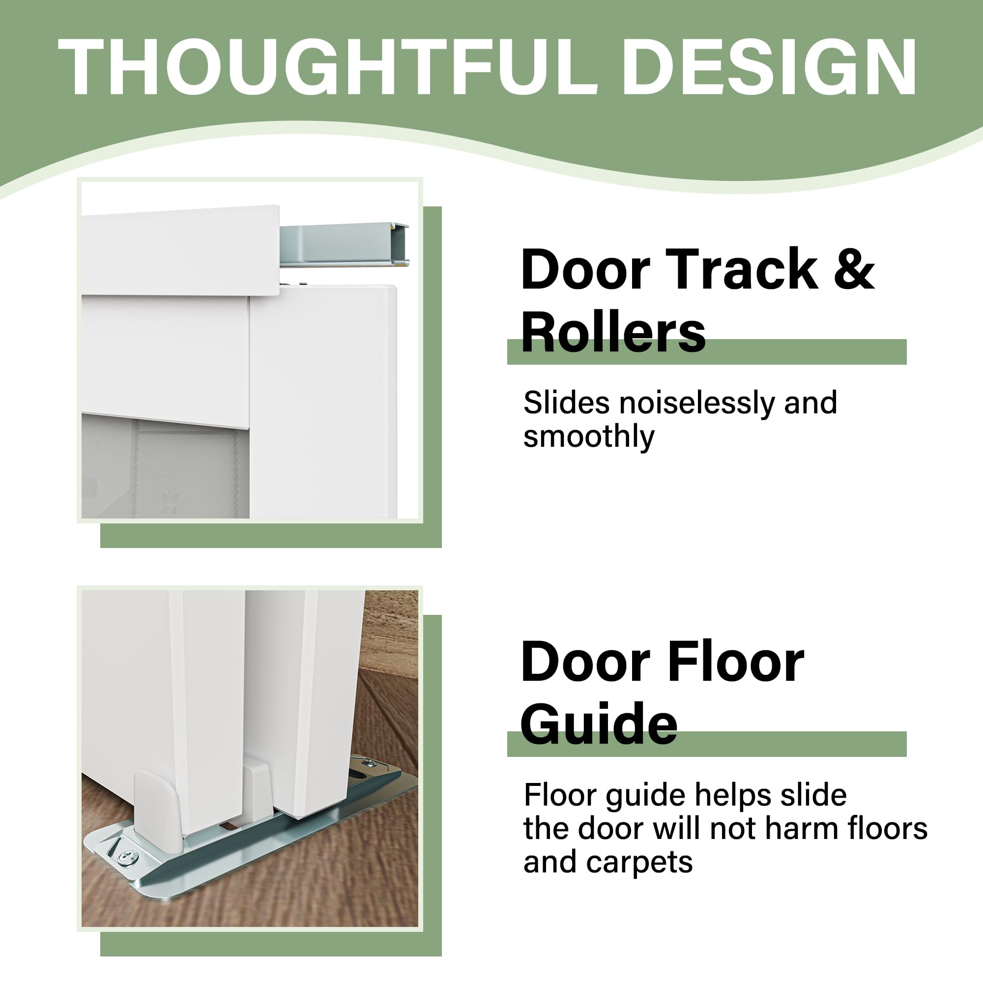 60" x 80" Paintable Sliding Closet Door, 1-Lite One-Side Mirror Bypass Door Panel with Hardware Track Kit & Floor Guide, Solid Wood Slab Pre-Assembled for Kitchen/Bedroom/Laundry, Black Handle