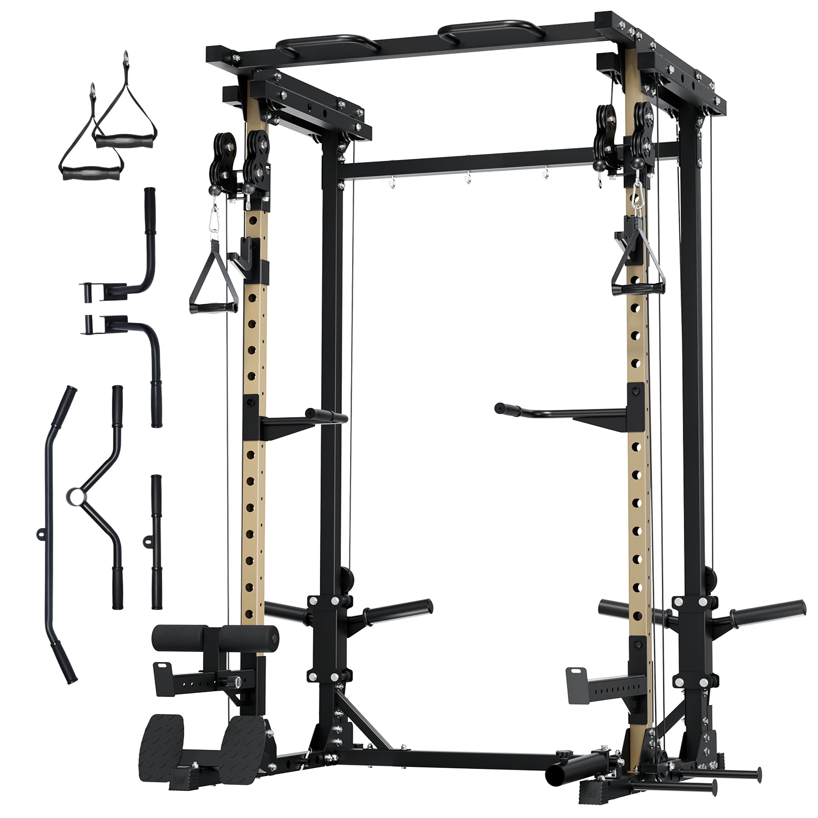 MAJOR FITNESS Drone3 Power Rack, 2500lbs Multi-Function Home Gym Squat Rack with Dual Pulley System, Pull-Up Bar & J-Hooks, Heavy-Duty Steel Frame for Maximum Stability & Strength Training