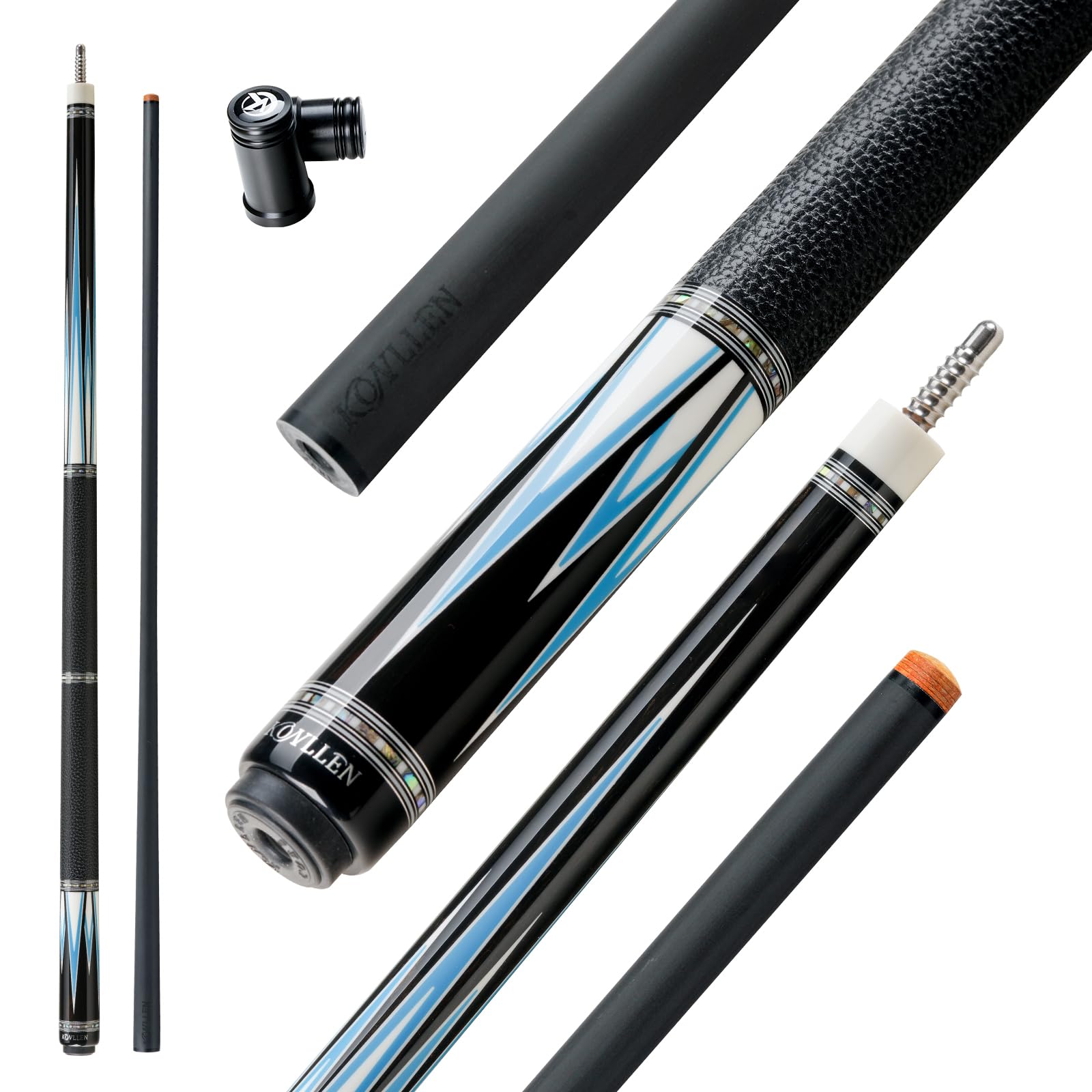 KONLLEN Handcrafted Inlay Carbon Fiber Pool Cue – Low Deflection Performance Billiard Cue