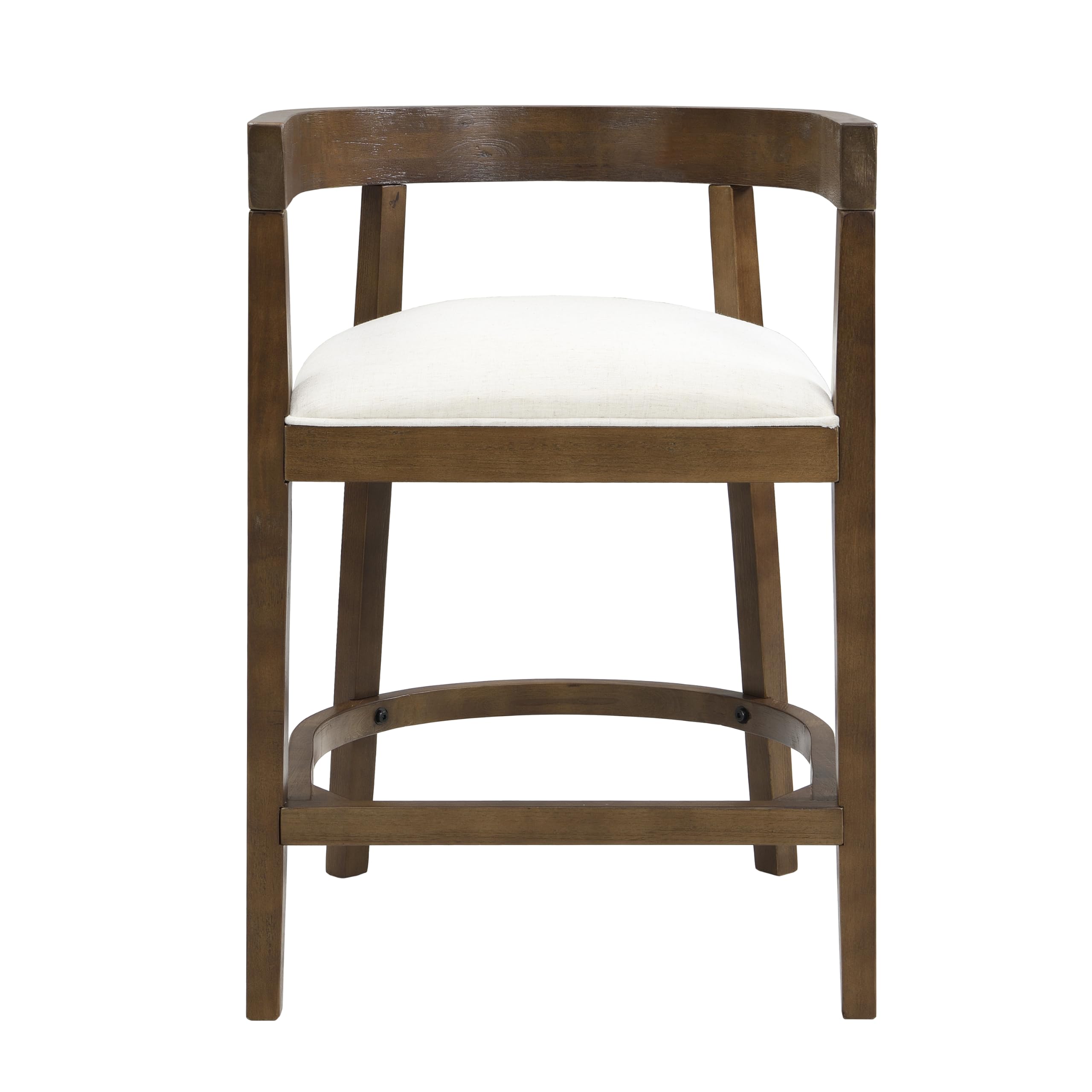 Christopher Knight Home Ebany 25.25" Barstools Set of 2, Rubberwood Counter Stool, Upholstered Seat Bar Chair, Curved Back Barstool, Open Design Stool for Kitchen Dining Island Table, Beige + Walnut