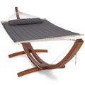 SUNCREAT Hammocks Double Hammock with Wooden Stand Included, Outdoor Hammocks for Outside, 475 lbs Capacity, Dark Gray