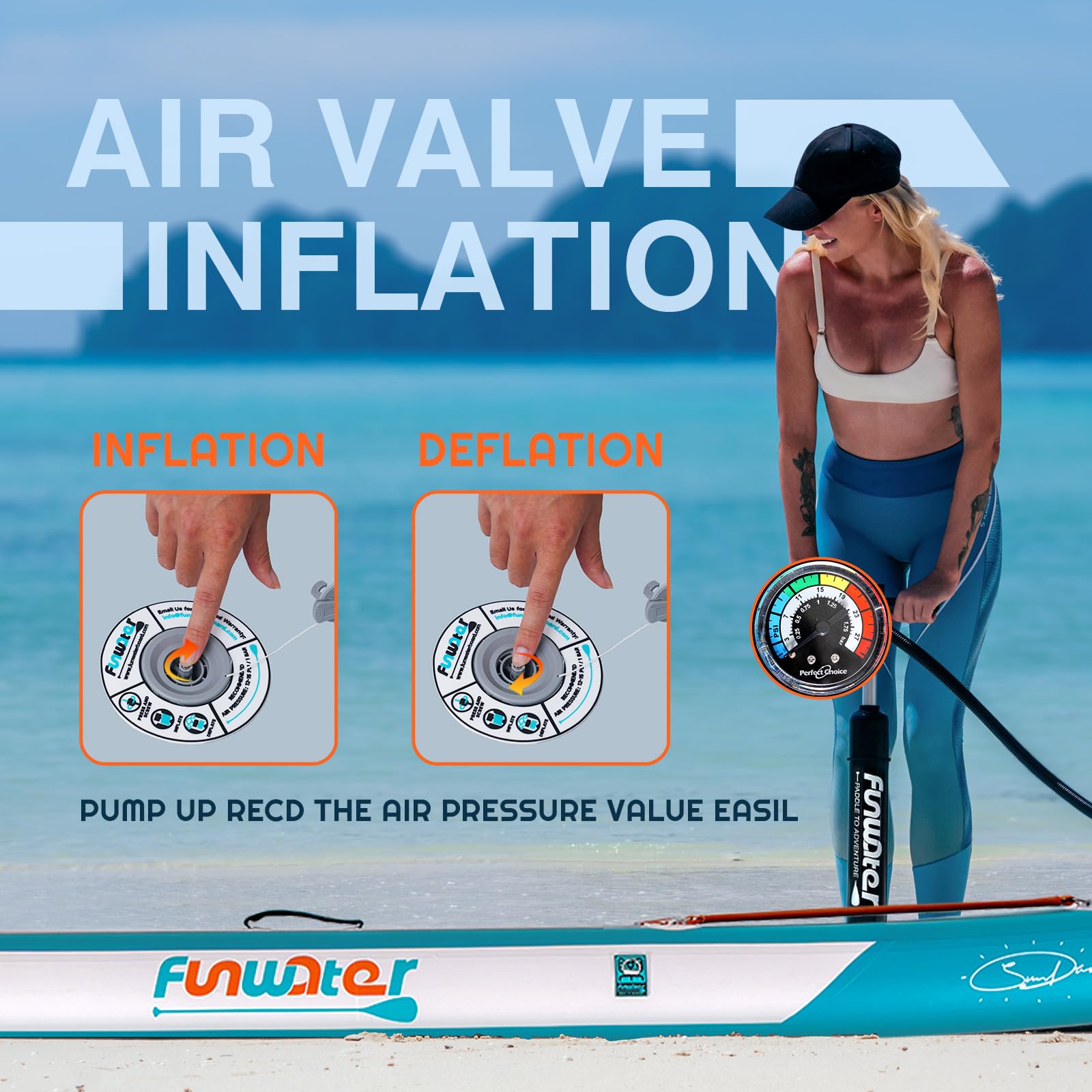 FunWater Inflatable Stand Up Paddle Boards Ultra-Light SUP Wide Stable Design Non-Slip Comfort Deck for Youth & Adults with Premium SUP Board Paddle Accessories