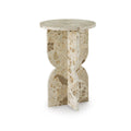 Signature Design by Ashley Treygan Contemporary Marble Accent Table, Beige & Light Brown