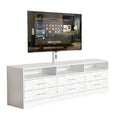 TV Stand With 6 Storage Drawers For Bedroom Living Room, Universal TV Stand With Mount Fit 32-80 Inch TVs, White Entertainment Center, Farmhouse Wood Media Console Tables With Height Adjustable Mount