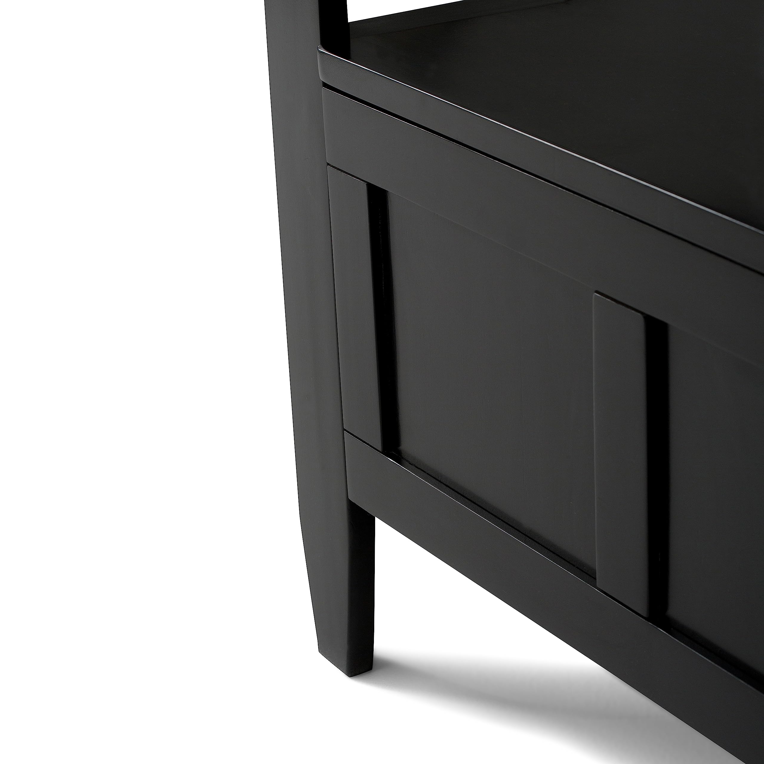 SIMPLIHOME Brooklyn Entryway Storage Bench - 48 inch Wide Solid Wood Hallway Bench in Black, Contemporary Mudroom Bench for Entry or Foyer with Lift-Up Lid and Spacious Hidden Storage