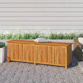 Kalmrek Patio Storage Box with Wheels Solid Acacia Wood 59.1"x19.7"x22.8" Zippered Inner Bag Outdoor Deck Garden Yard Porch Storage Chest Bench for Cushions Toys Tools