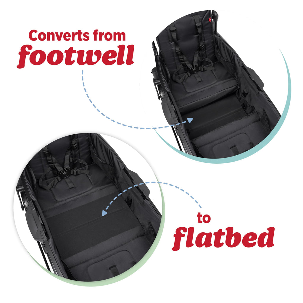 Radio Flyer Voya 2.0 2-Seat Stroller Wagon, for Kids 6+ Months, Lightweight, Compact, Foldable, UV Canopy, Included Storage, Seats Convert to Flatbed, Stroller Wagon for Kids