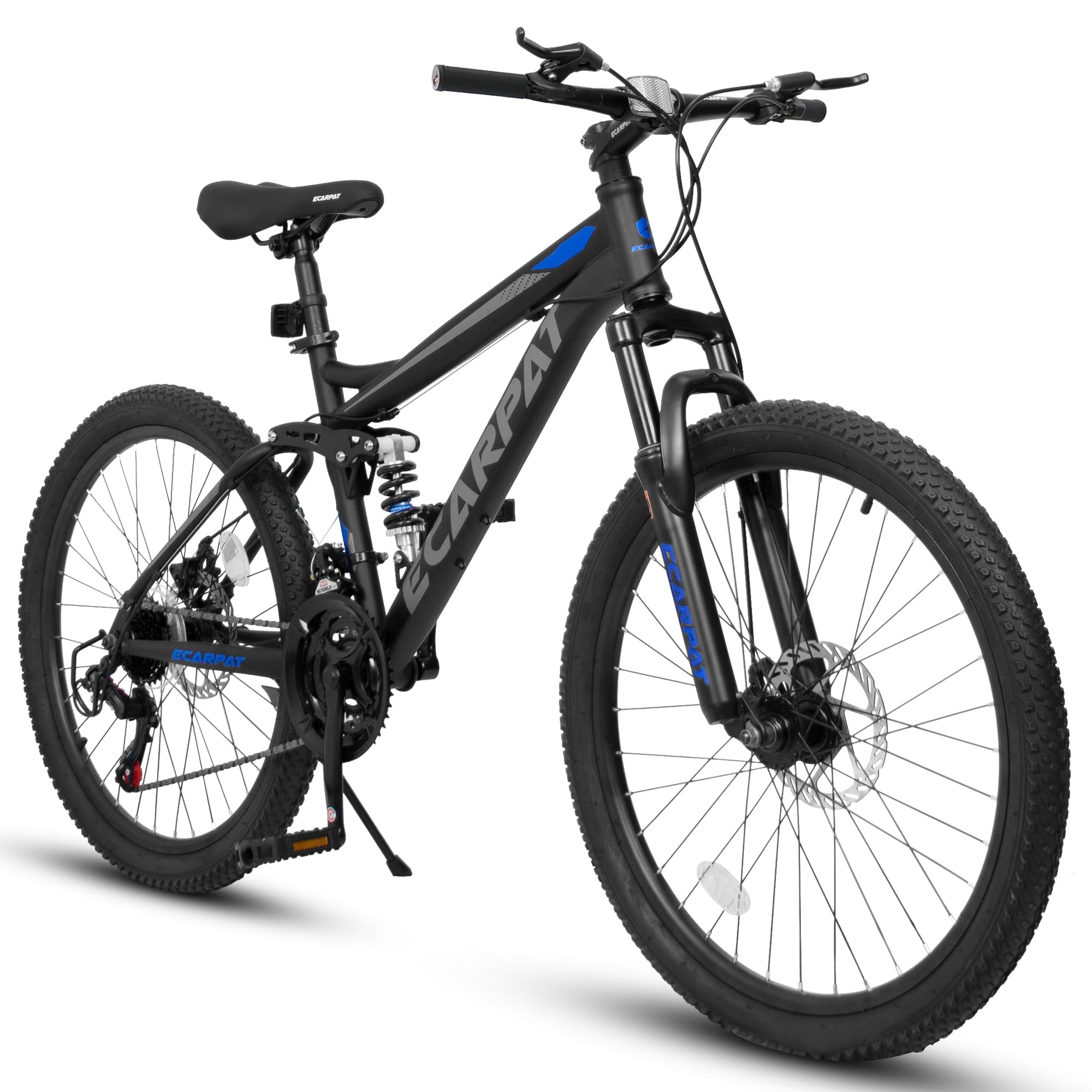 ItWorths 26" Full Suspension Mountain Bike Black, 21 Speed Mountain Bicycle with Dual Disc Brakes, Front and Rear Dual Shock Absorbers, Trigger Shifter High-Carbon Steel for Men Women Outdoor Fitness
