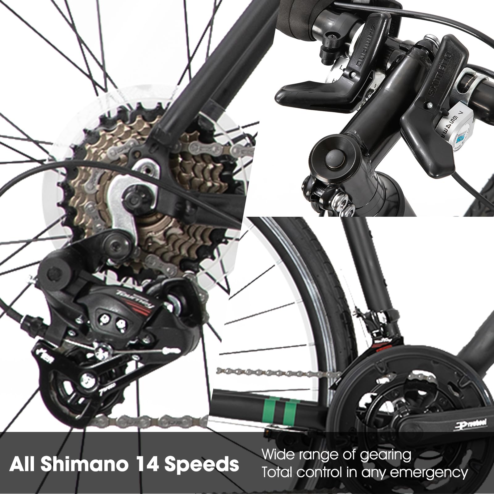 HH HILAND 700c Road Bike 14 Speed, Aluminum Frame Racing Bike, City Commuter Bicycle for Men Women