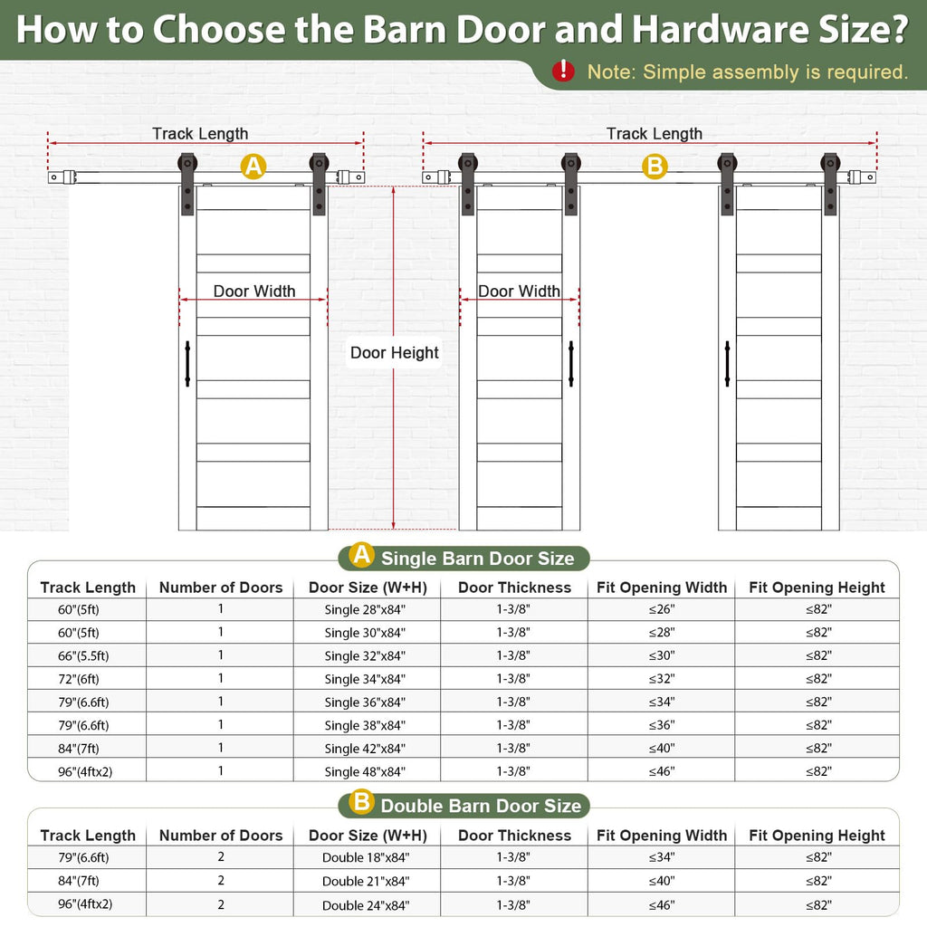 ROYMELO Double 24×84 inch Glass Sliding Barn Door Slab with 8ft Hardware Kit Included, 5-Panel Frosted Glass, Spruce Wood Support DIY Dyeing, Easy Assembly