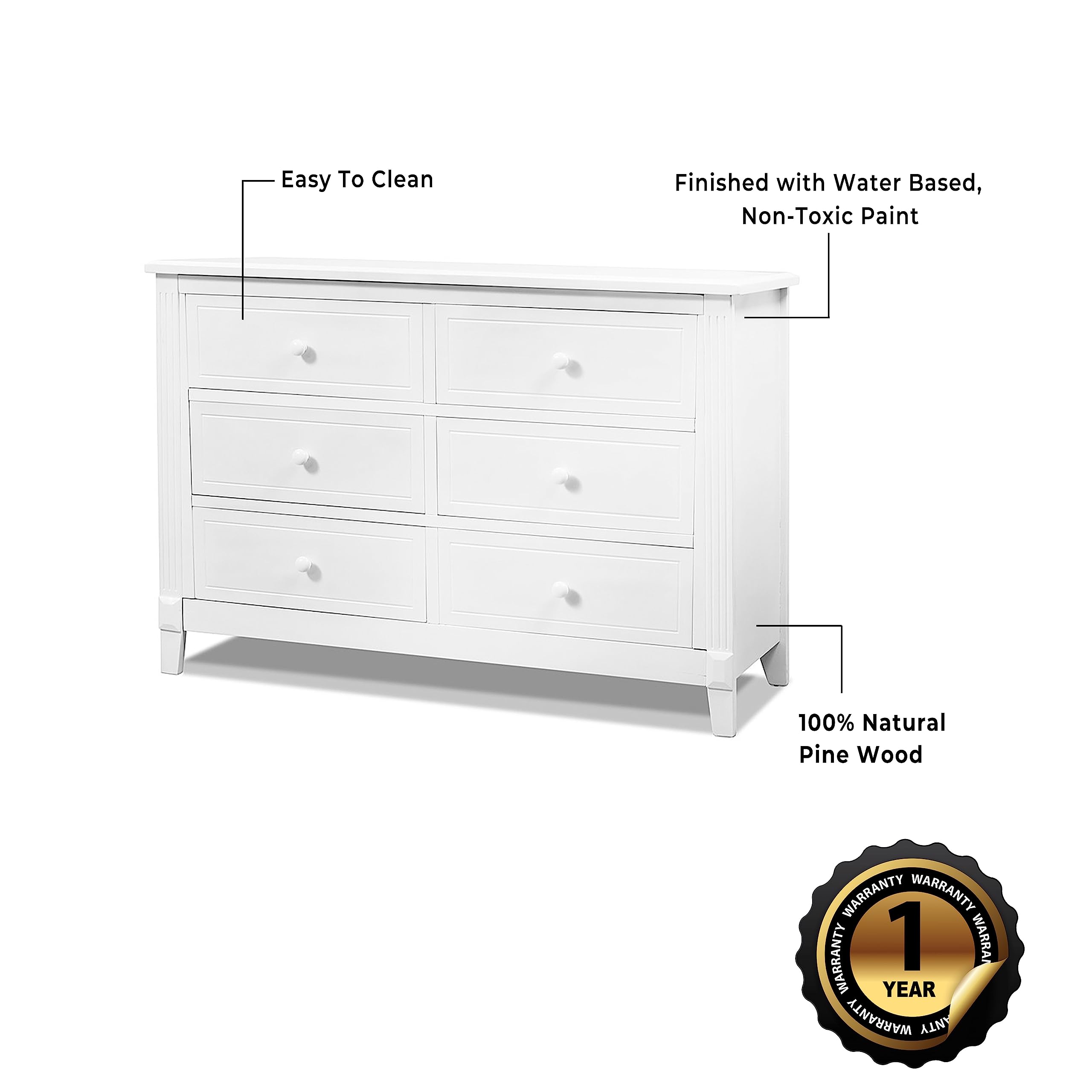 Sorelle Furniture Berkley Baby Dresser – Nursery Furniture with Drawers for Kids' Bedroom, Nightstand for Child’s and Infant Room - White