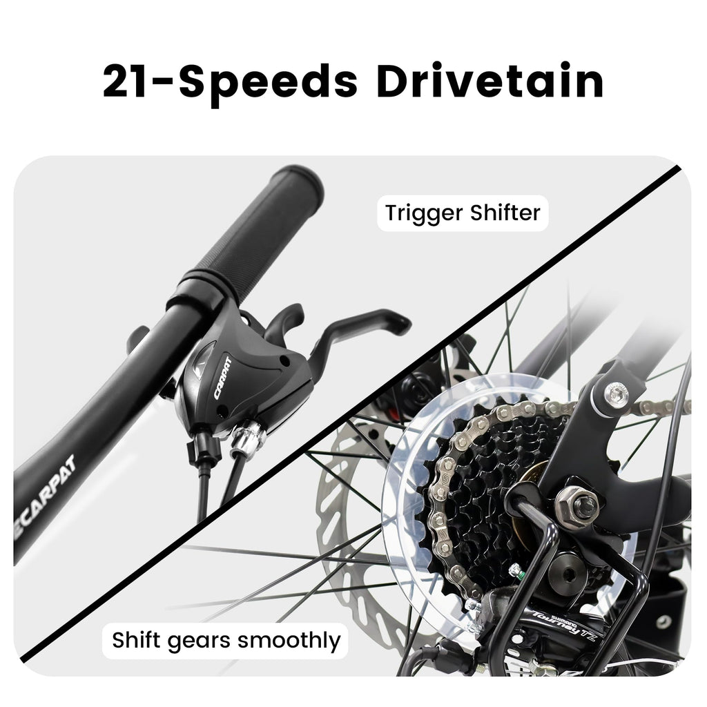 ItWorths 26" Full Suspension Mountain Bike Black, 21 Speed Mountain Bicycle with Dual Disc Brakes, Front and Rear Dual Shock Absorbers, Trigger Shifter High-Carbon Steel for Men Women Outdoor Fitness