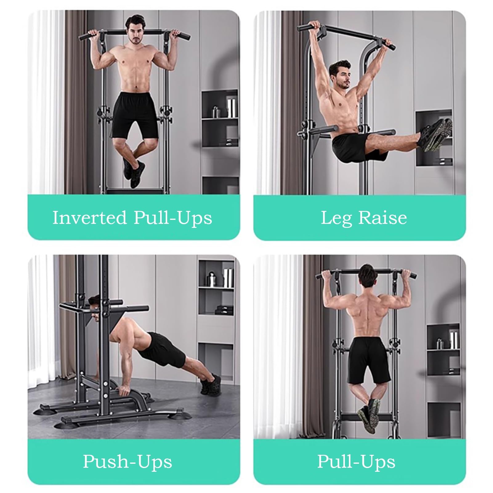 Power Tower Pull Up Bar Adjustable Dip Bar Workout Station Muscle Building For Home Gym Strength Training Equipment 1300lbs Weight Capacity