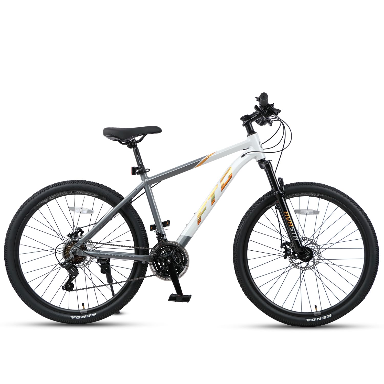 AVASTA 26-inch Mountain Bike for Man Male and Woman Female Adult with Lightweight Aluminum Alloy Frame and Dual Disc Brakes,Front Suspension,21-Speed Gear Shifters,Hidden Brake Cables,Golden