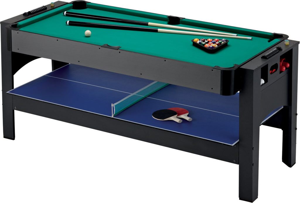 Fat Cat 3-in-1 6 Foot Flip Multi Game Table, Air Hockey Table, Pool Table, and Table Tennis Combo with 110V Motor, Includes Accessories