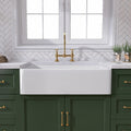 TUKTUK White Farmhouse Sink 30 inch Farm Sink Fireclay Apron Front Single Bowl Kitchen Sinks Deep Drop In Undermount Reversible Heavy Duty Easy-to-Clean Kitchen Basin with Luxury Modern Accessory Kit