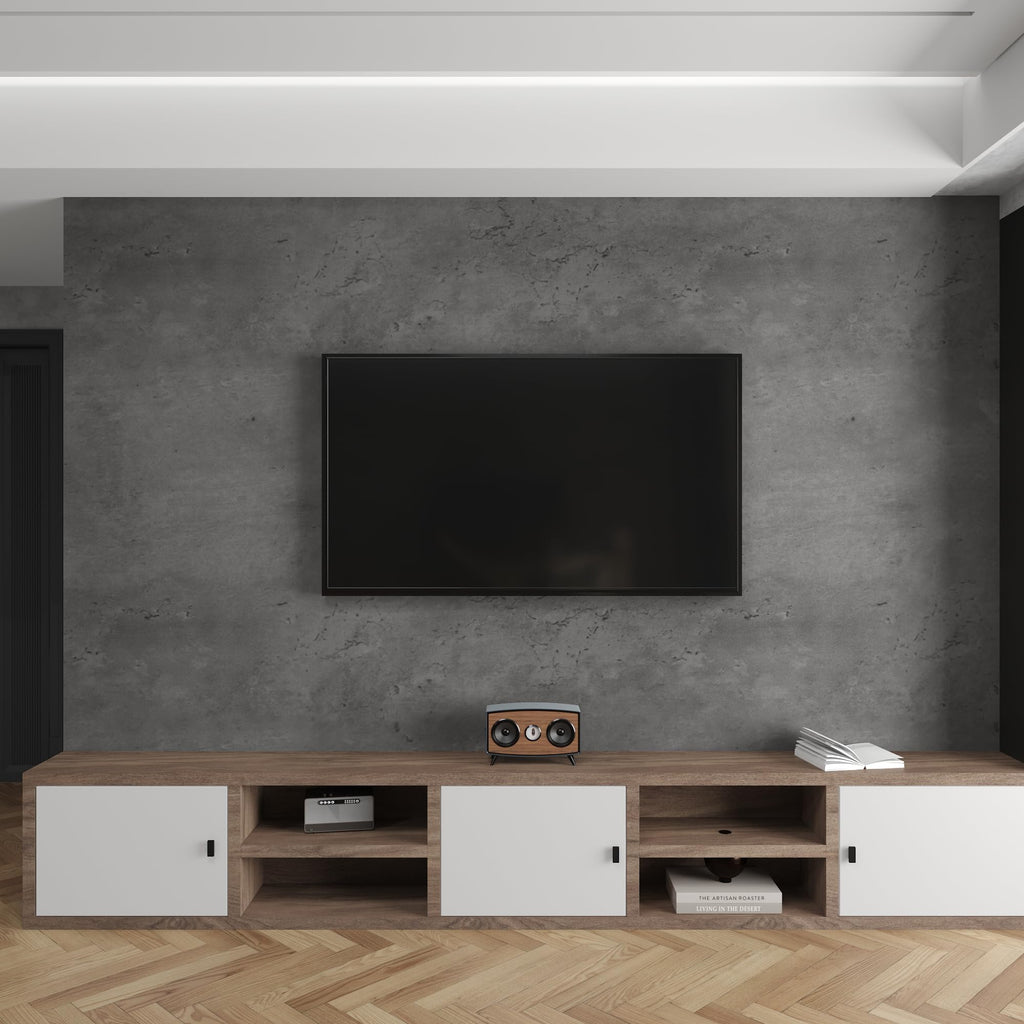 3YECAO 31"×1181" Extra Wide Big Thick Darker Grey Black Concrete Wallpaper Peel and Stick Removable Matte Textured 3d Dark Gray Concrete Cement Contact Paper for Store Coffee Room Gym Bedroom Bathroom