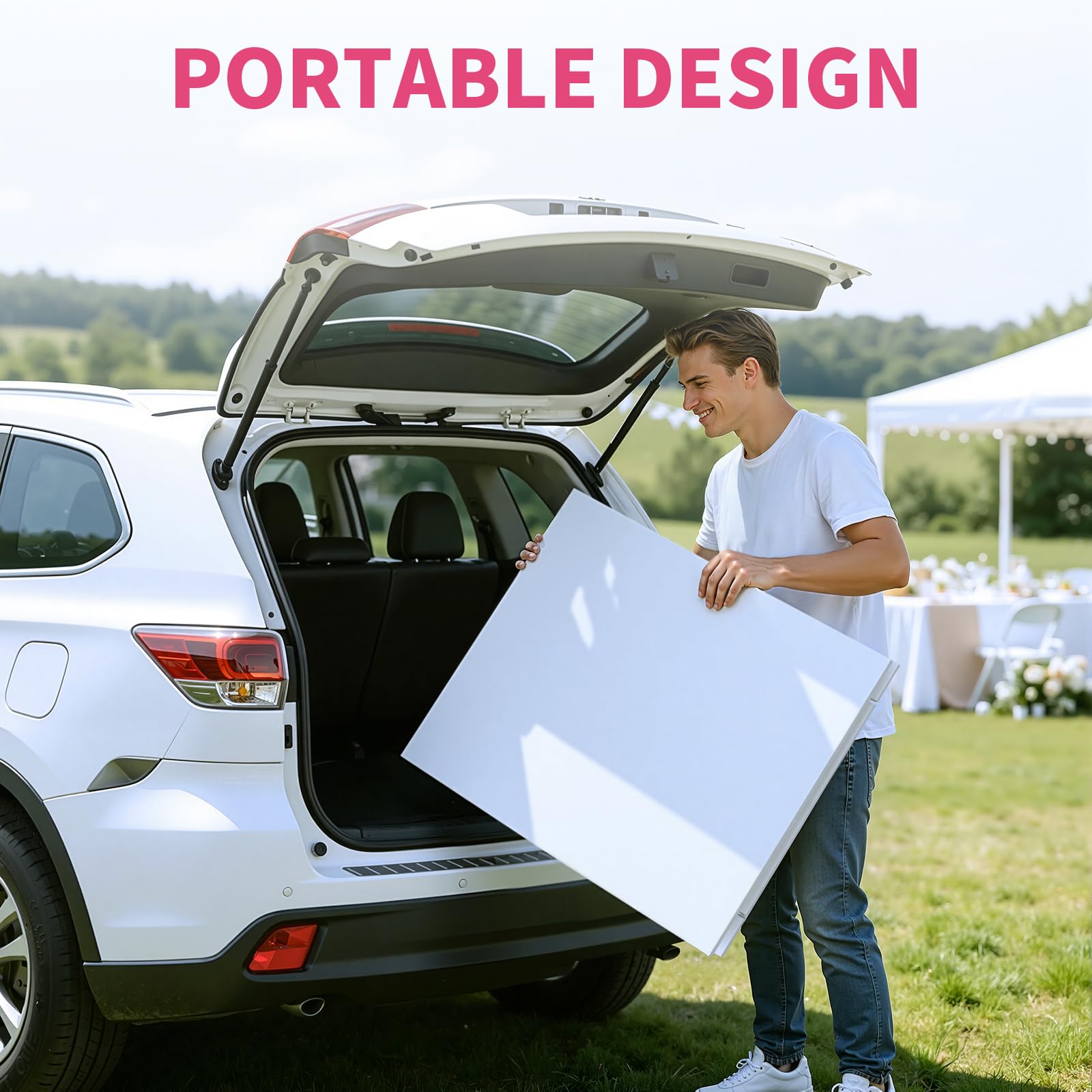 imprsv 6FT Square Arch Backdrop Stand, 0.4'' Thickness 36 LBS Reusable PVC Board with Stand, Tool-Free Assembly , SUV Friendly, Birthday Party Decoration, Photobooth Props