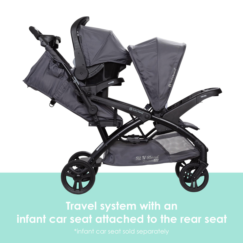 Baby Trend Sit N' Stand® Double 2.0 Stroller, Dash Grey