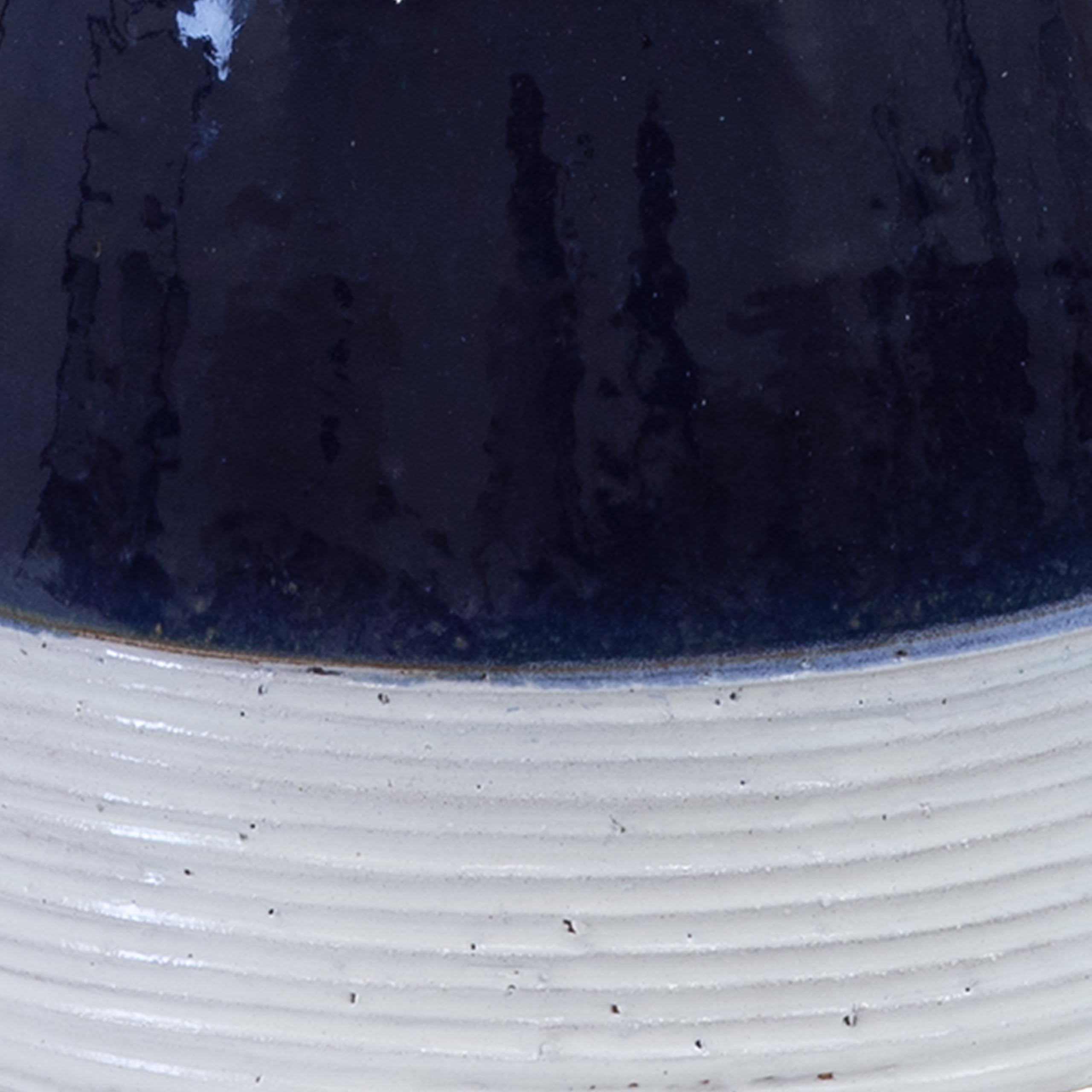 Sunnydaze 21" H Ceramic Bird Bath for Outside - Hand-Painted Outdoor Bird Bath Bowl, UV/Frost-Resistant Finish - Midnight Blue
