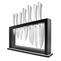 Cuisine::pro Damashiro 8-Piece Satori Knife Block - Japanese Steel Knife Set with Acacia Wood Knife Block -Damascus-Inspired Blade