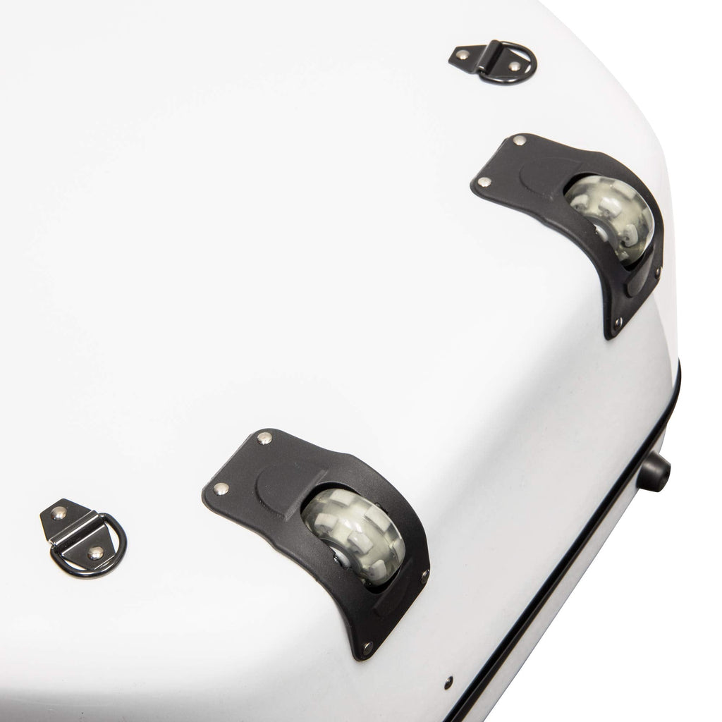 MI&VI CC-7002 Classic Carbon Fiber Composite Cello Case (Full Size) 4/4 with Wheels | Carry Straps | 11.5lb Lightweight | Tough Shell (White)