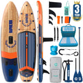 Niphean (Extra Large) Inflatable Paddle Board, SUP for 2+1 People/Family 500lbs Capacity Stand Up Paddle Board with SUP Accessories, StabilTrac Fin Non-Slip Paddleboard for Adults-Grain Flow