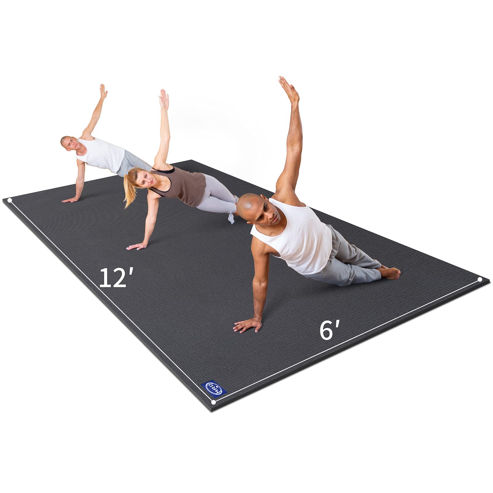 MRO Extra Large Yoga Mat, 12'x6'/9'x6'/7'x5'/6'x4' (9MM) Extra Wide and Thick Exercise Mats for Home Gym Workout, Non-Slip, Soft for Women and Men Fitness, Ideal for Barefoot Yoga, Pilates, stretching