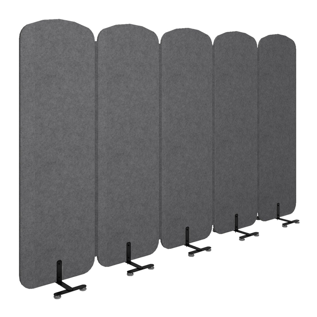Natwind 5-Panel Office Room Divider, 122.8 x 71 inches Portable Office Partition, Freestanding Folding Privacy Wall for Cubicle & Temporary Indoor Space Separation (Dark Grey)