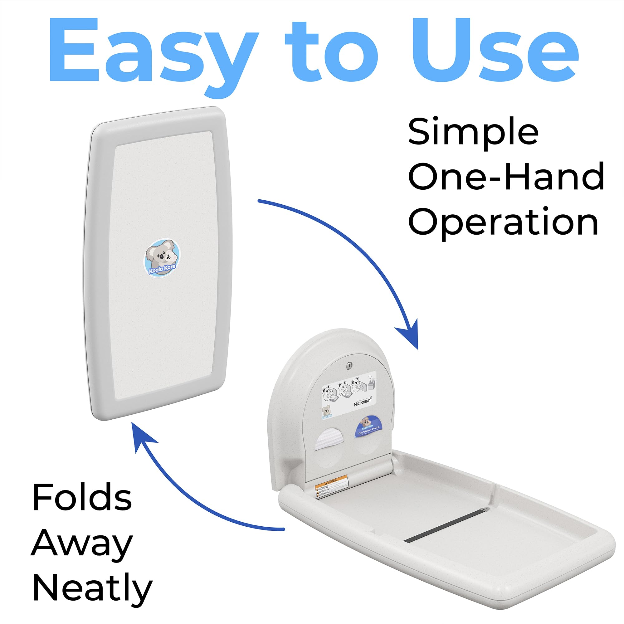 Koala Kare KB301-05 Vertical Surface Mounted Baby Changing Table - Foldable Plastic Diaper Changing Station (White Granite)