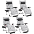 Yaheetech 29in Zero Gravity Chair, Foldable Premium Reclining Lounge Recliner w/Removable Pad & Pillow & Side Accessory Tray for Indoor and Outdoor Gray 4PCS