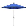 California Umbrella 9' Round Aluminum Market Umbrella, Crank Lift, Collar Tilt, Bronze Pole, Royal Blue Olefin