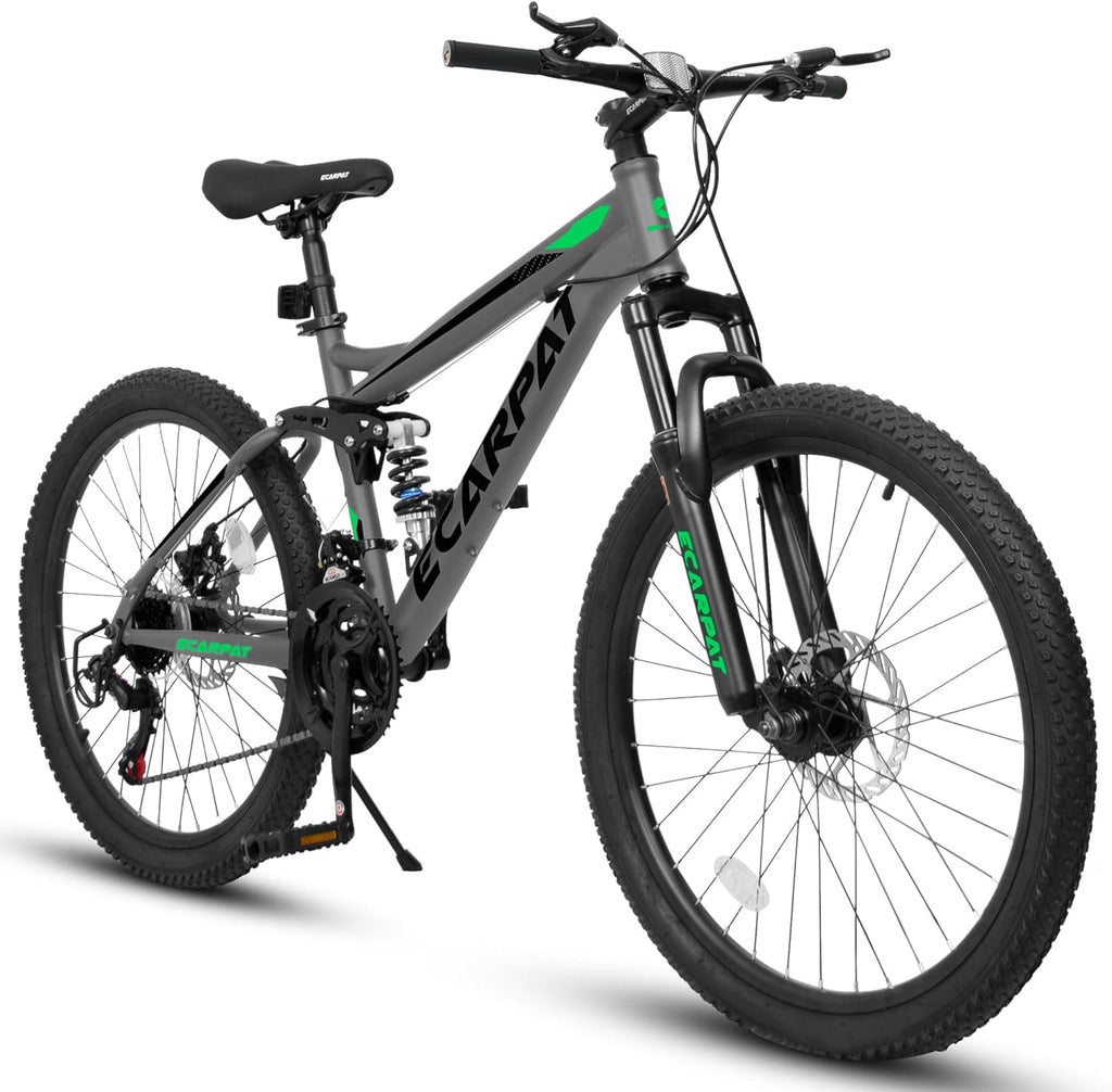KIAPALNO 27.5 Inch Mountain Bike, Dual Full Suspension 21 Speed Womens Mens Mountain Bikes, Commuter Bike with Carbon Steel Frame and Dual Disc Brakes