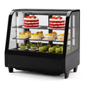 Commercial Cake Display Refrigerator, 100L Countertop Curved Glass Cooler with LED Light, Digital Thermostat, Frost-Free Pastry Showcase, Tempered Glass & Rear Sliding Doors for Bakery/Cafe/Home
