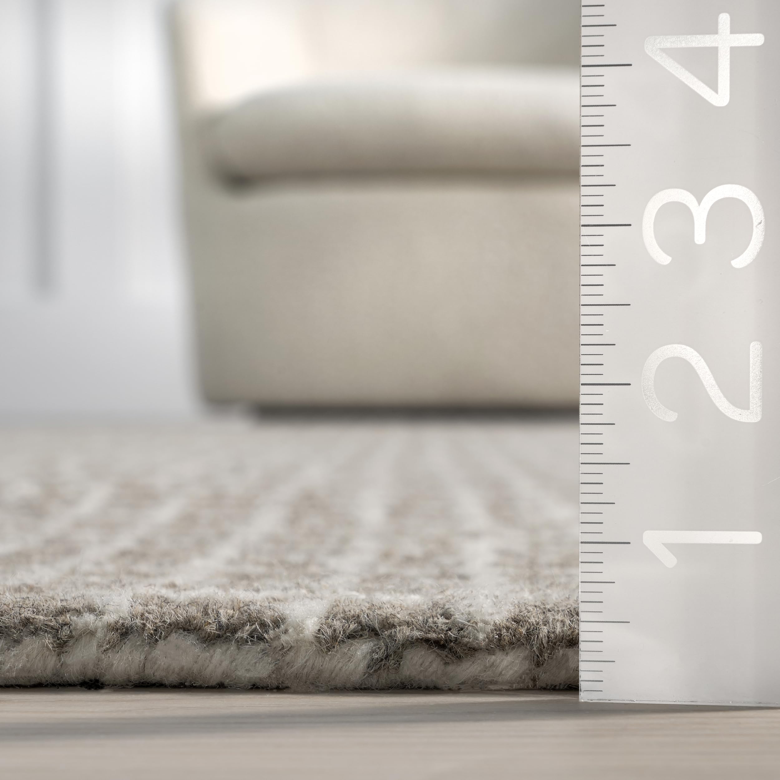 Rugs USA Melrose Grey, 11'6" x 14'6", Handmade, Checked, Wool, Soft and Cozy, High Traffic, Stain Resistant, Easy Clean, Durable Area Rug for Bedroom, Living Room, Dining, Den, Entryway