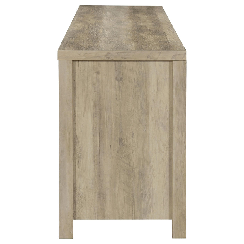Coaster Home Furnishings - Madra - Engineered Wood - 79-Inch 2-Door TV Stand with Sliding Barn Doors, Open Shelves - Living Room - Distressed Pine - 736263