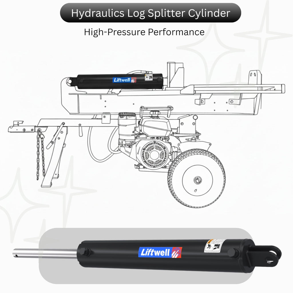 4x24 Hydraulic Log Splitter Cylinder – 4" Bore x 1.75" Rod x 24" Stroke with 1/2" NPT Ports, Welded Double Acting Hydraulic Cylinder for Wood Splitters – Heavy-Duty Log Splitter Cylinder 4x24