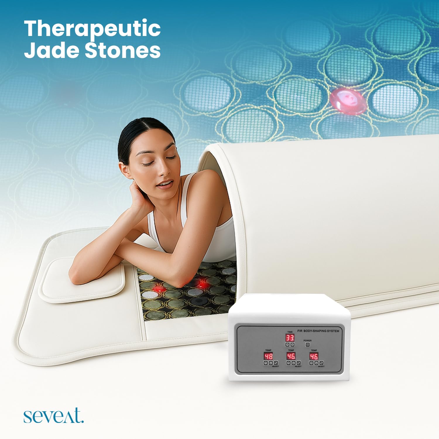 Seveat Portable Infrared Sauna Dome | 1300W Power | Near-Zero EMF | Full-Body Dry Sauna with Therapeutic Jade Stones | Home Wellness & Relaxation (White)