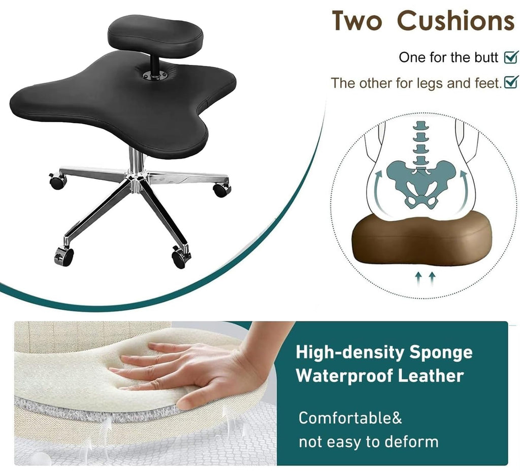 GenSDH Meditation Office Chair, Cross Legged Chair, Height-Adjustable Kneeling Chair, Ergonomic Office Chair, Criss Cross Chair for Home and Office,Black (Bl,Black