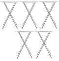 BTEXPERT Set of 5, White 2.63' Round Bar Height Folding Table 330lb Weight Capacity Commercial Indoor Outdoor Portable Banquet Patio Backyard Dining Wedding Party Events Home Thick Top Metal Frame