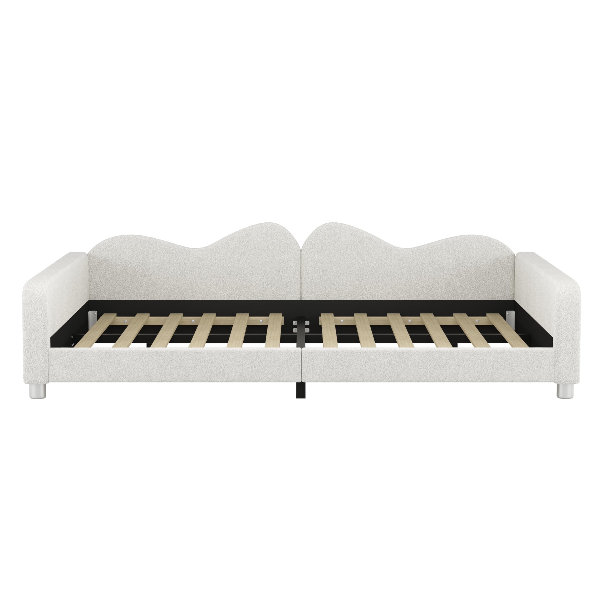 Merax Full Size Upholstered Daybed, Sherpa Fabric Sofabed with Cloud-Shaped Backrest, No Box-Spring Needed, White