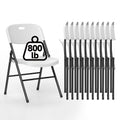 Winlice 10 Pack Folding Chair, 800 Weight Limit Heavy Duty Plastic Folding Chair Portable Seating for Indoor Outdoor Events, Wedding, Party, Restaurant, Meeting Room White