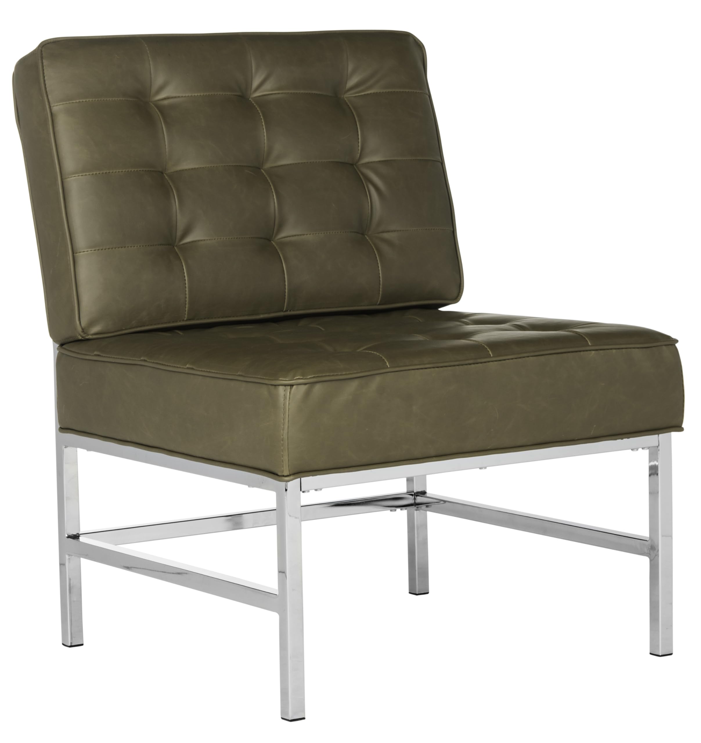 SAFAVIEH Home Collection Ansel Antique Taupe Faux Leather Accent Chair