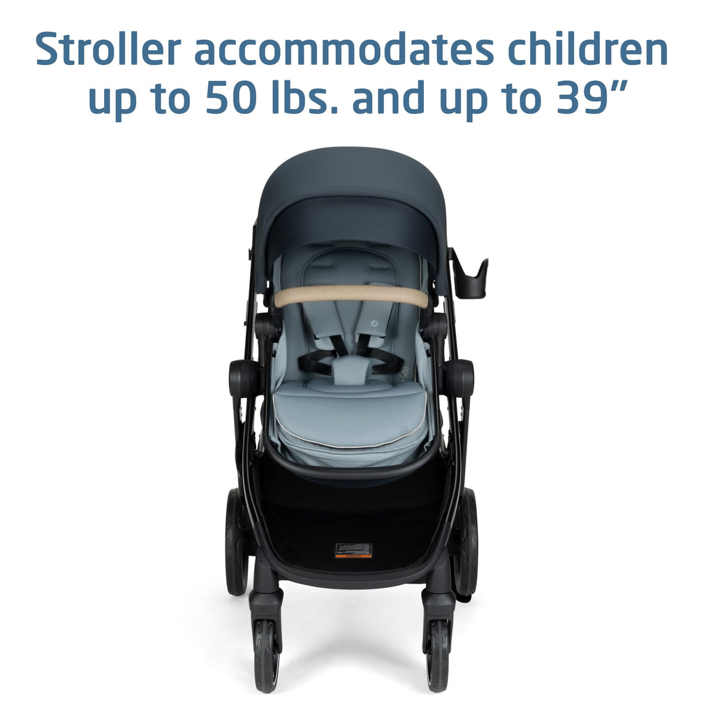Maxi-Cosi Zelia Pro 5-in-1 Travel System with Mico Pro Infant Car Seat, Baby Stroller Combo, Reversible Seat, Large Wheels, Adjustable Handle, Newborn to Toddler, Lightweight, Seascape
