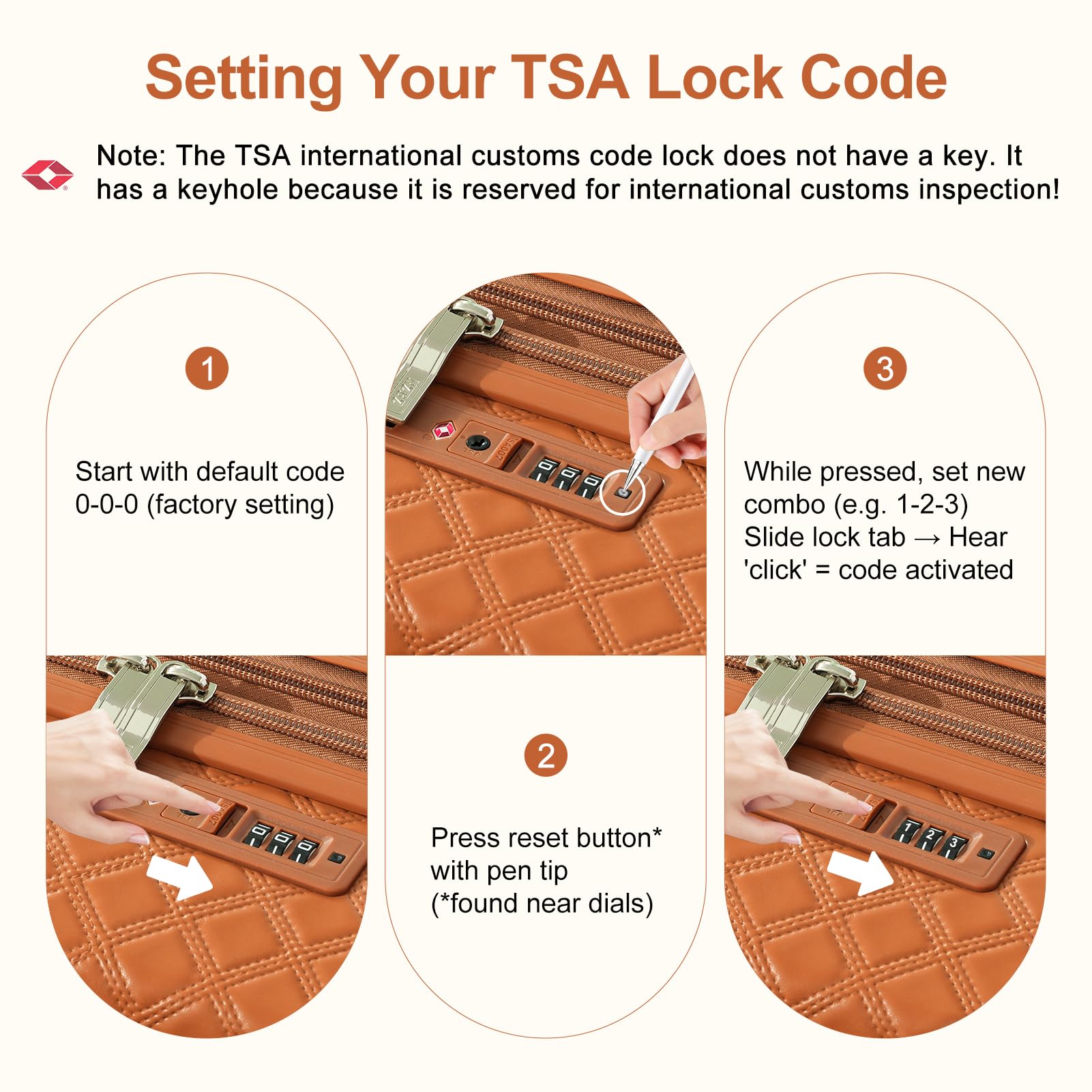 NZBZ Vintage Luggage set Carry on Cute Suitcase with Rolling Spinner Wheels TSA Lock Luggage 3 Pieces (Cognac Brown, 20inch & 24inch & 28inch)