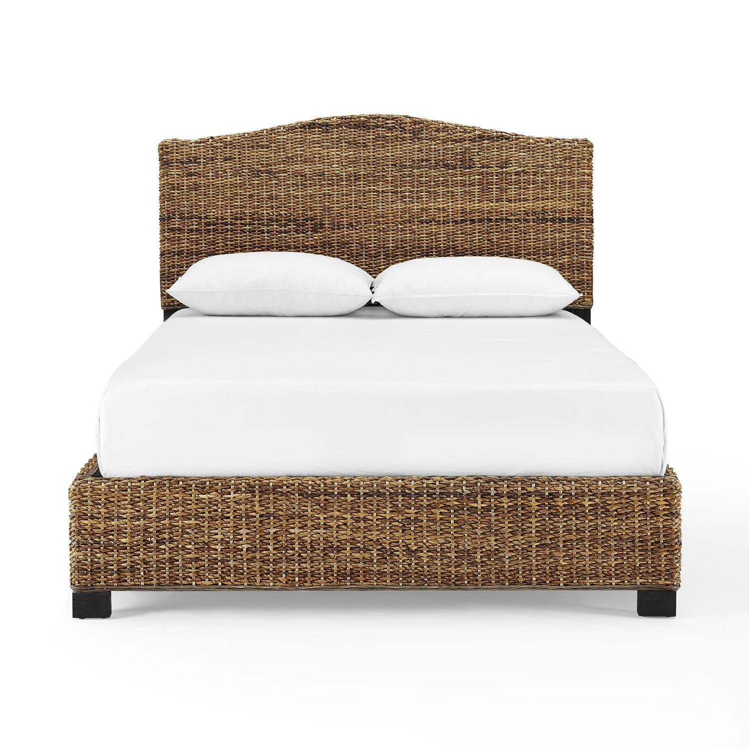 HomeStock Lakeside Living Bed Set, Queen Size, Natural, Steel, Wood Finish Banana Leaf - 86" L x 66.75" W x 52.75" H