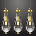 LIANGMH Raindrop Pendant Lights Kitchen Island Set of 3 Teardrop Gold Hanging Light Fixtures Clear Solid Glass Pendant Light Modern Chandeliers for Dining Room Porch Corridor Living Room…