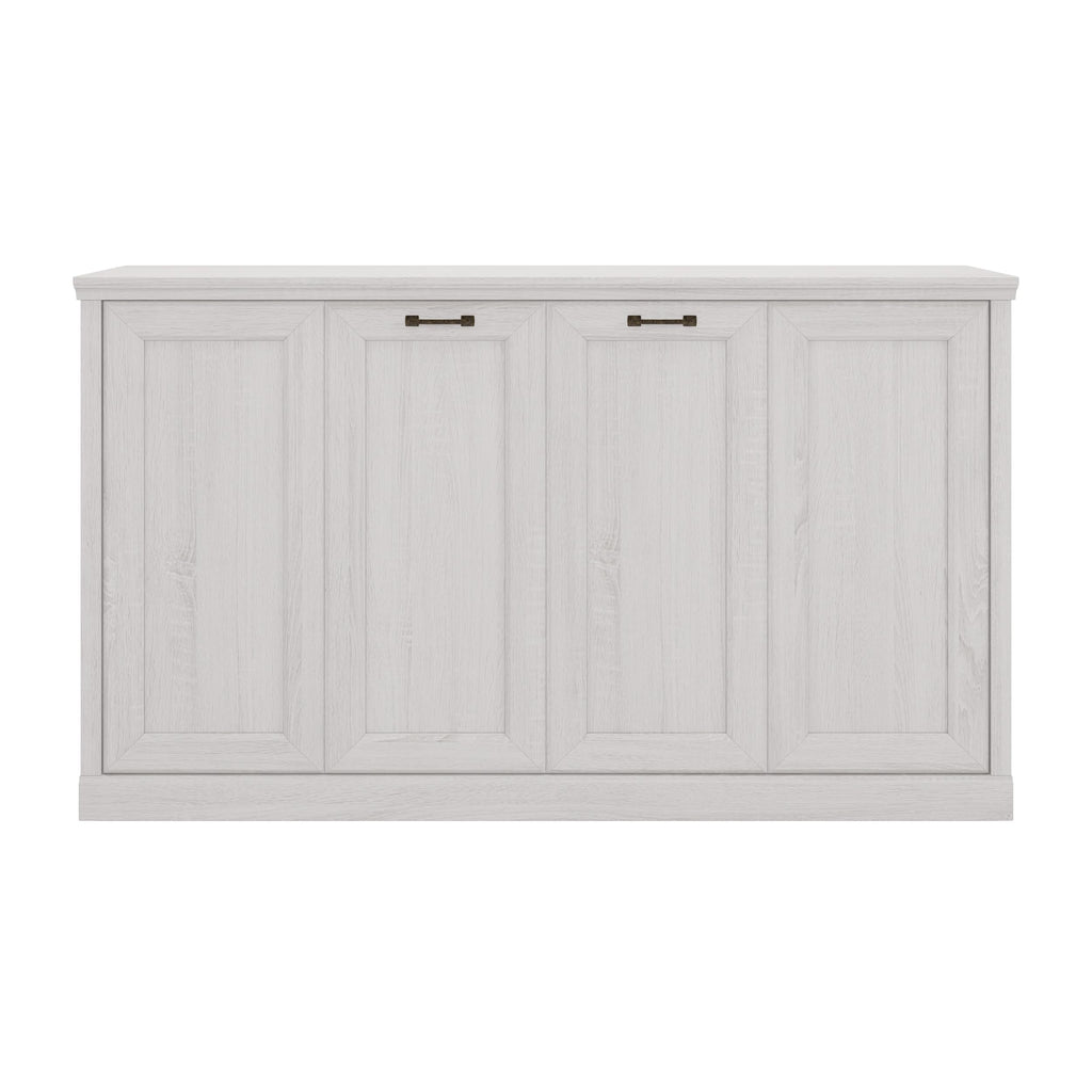 Merax Twin Size Horizontal Murphy Bed Wall Bed, Folding into a Cabinet, Space Saving Foldable Bed for Guest Room, Home Office, Apartment, Sturdy Metal Frame, Rustic White