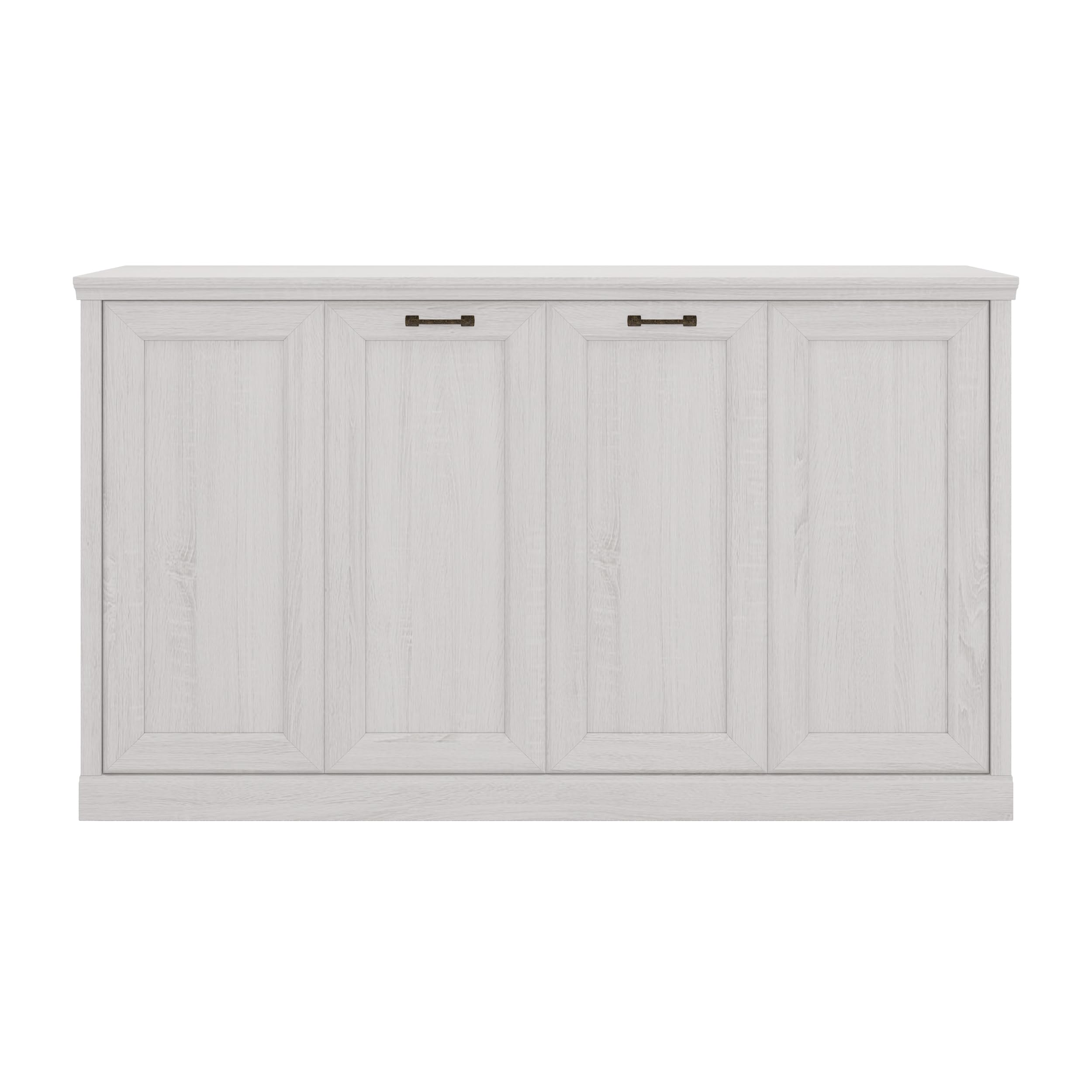Merax Twin Size Horizontal Murphy Bed Wall Bed, Folding into a Cabinet, Space Saving Foldable Bed for Guest Room, Home Office, Apartment, Sturdy Metal Frame, Rustic White